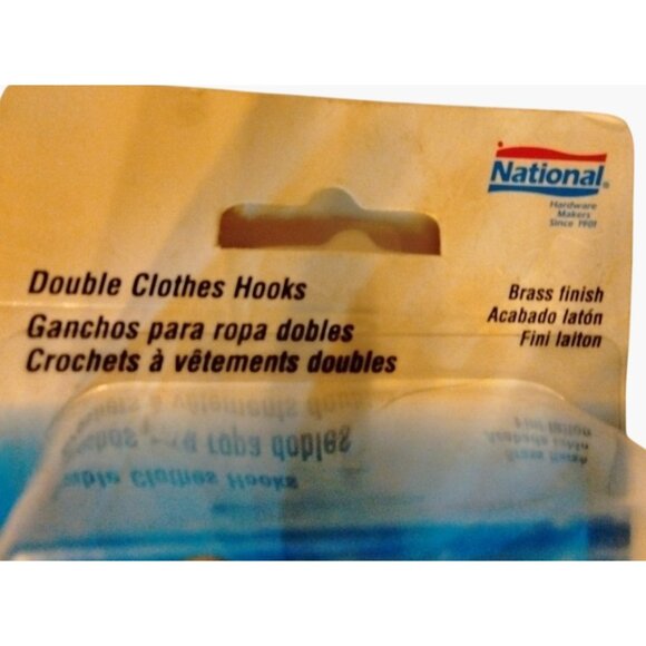 National Double Clothes Hooks Brass Finish N199 224 Die Cast - Picture 5 of 8